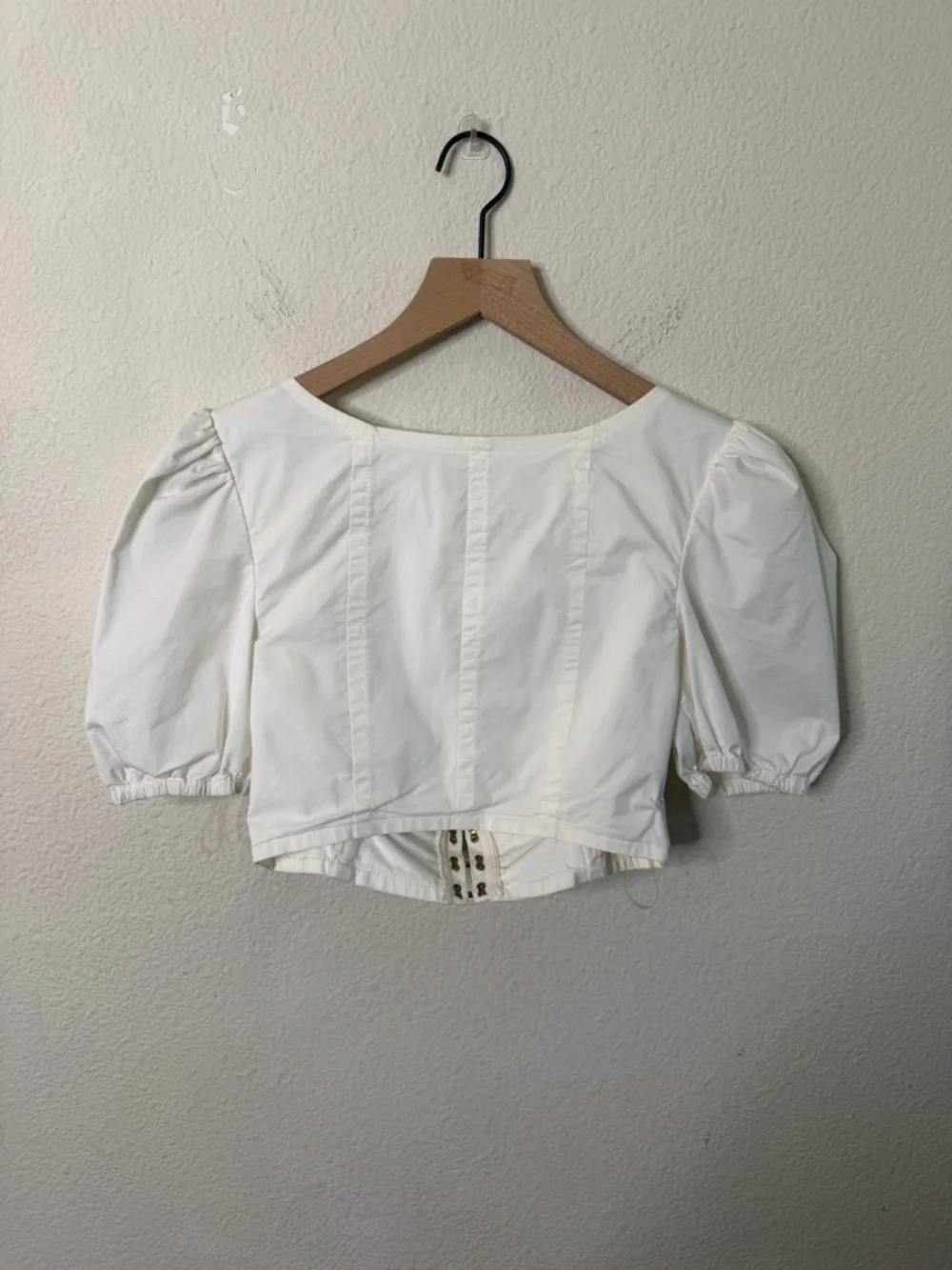 House of CB London Tia White‎ Puff Sleeved Corset Top Womens Size S